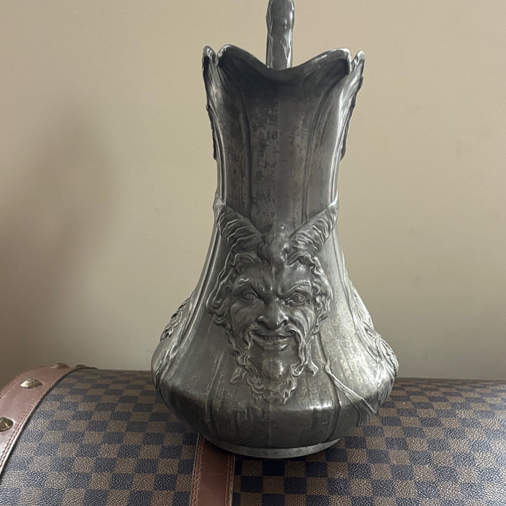Pewter Decorative Pitcher with Face Design